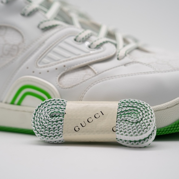 Size 13.5G 14 US Gucci Basket Low White Demetra Green Sneakers GG - Picture 10 of 13